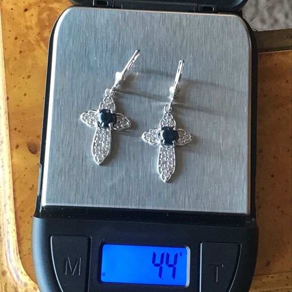 Natural Star Sapphire Sterling Silver Earrings - Picture 6 of 8